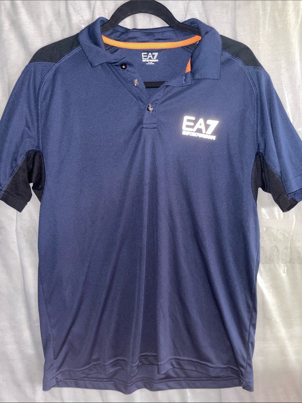 Armani Exchange EA7 Navy Polo with Orange Accent